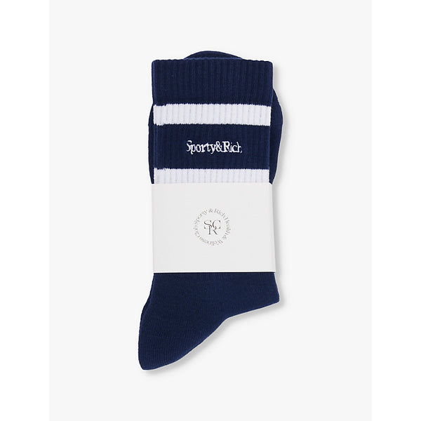  Sporty & Rich Oly embroidered-branding cotton-blend socks