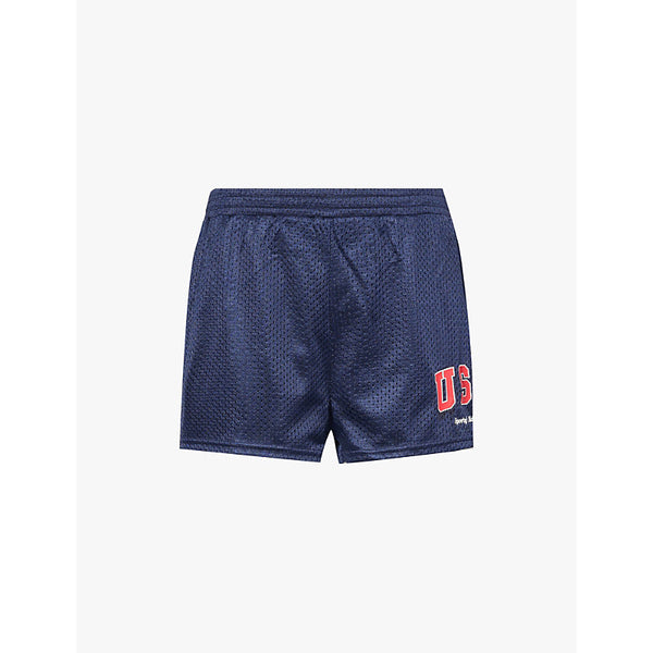  Sporty & Rich Oly Usa two-slip-pockets elasticated-waistband woven shorts