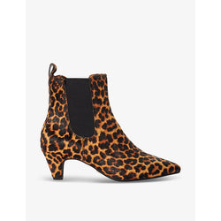 Dune Obvious leopard-print leather heeled ankle boots