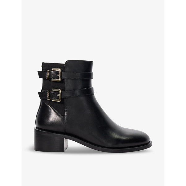 Dune Patter double-buckle leather heeled ankle boots