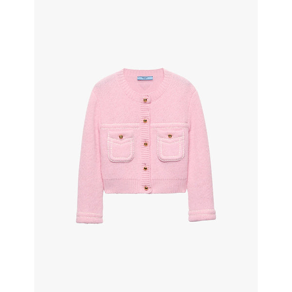 Prada Button-embellished boxy-fit cashmere cardigan | Prada