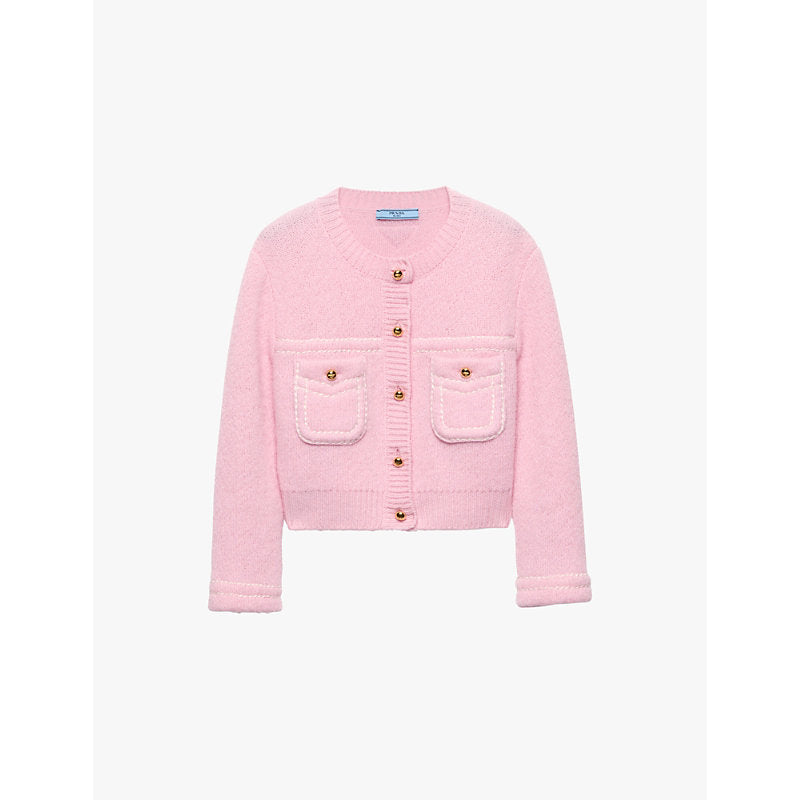 Prada Button-embellished boxy-fit cashmere cardigan | Prada