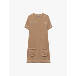 Prada Triangle-logo cashmere knitted mini dress | PRADA