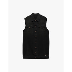 Prada Flap-pocket washed denim mini dress | PRADA