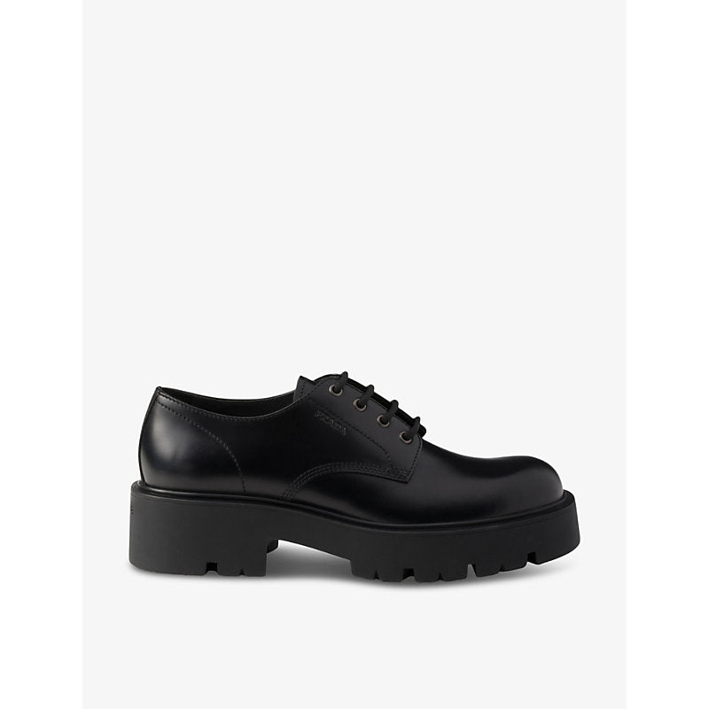 Prada Brand-embossed leather Derby shoes