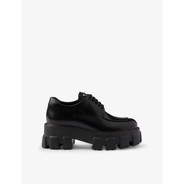 Prada Monolith brushed leather lace-up shoes