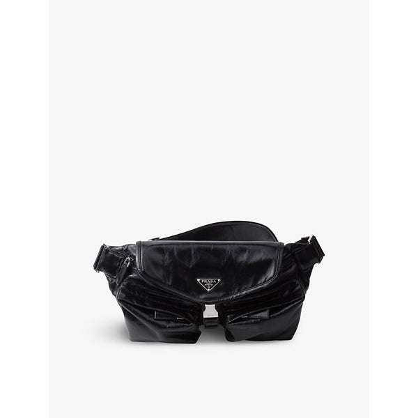 Prada Brand-plaque patch-pocket leather shoulder bag | Prada