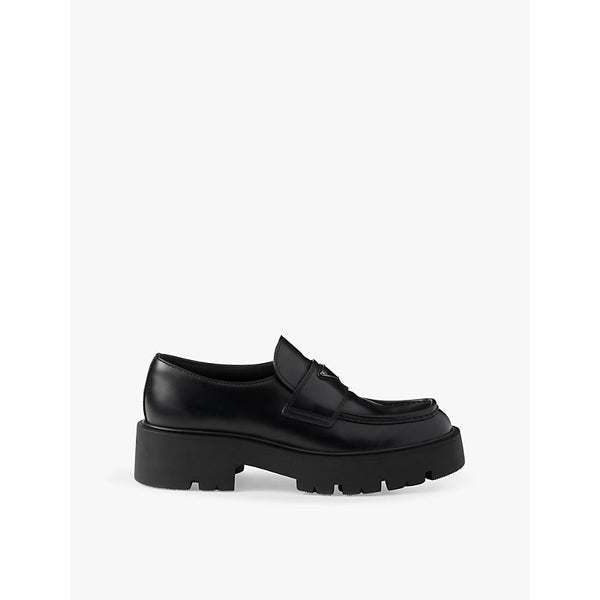 Prada Brand-plaque brushed leather loafers