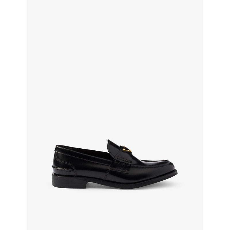 Prada Logo-plaque brushed leather loafers | Prada