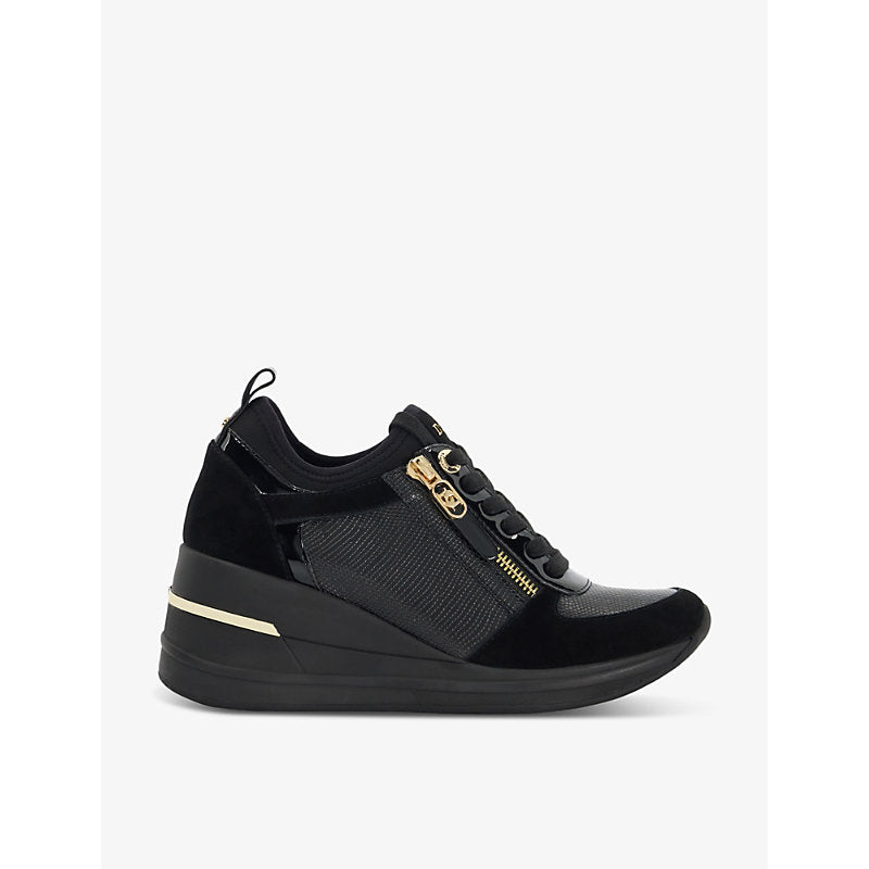 Dune Eiline 2 zip-embellished leather wedge trainers | Dune