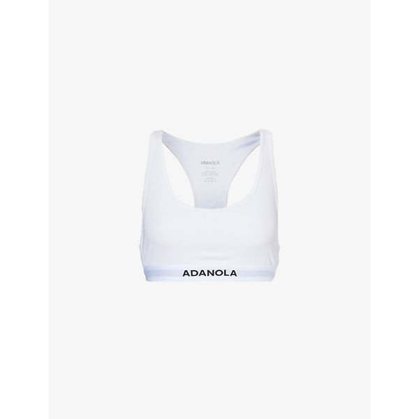 Adanola Branded-waistband ribbed racer stretch-woven bra