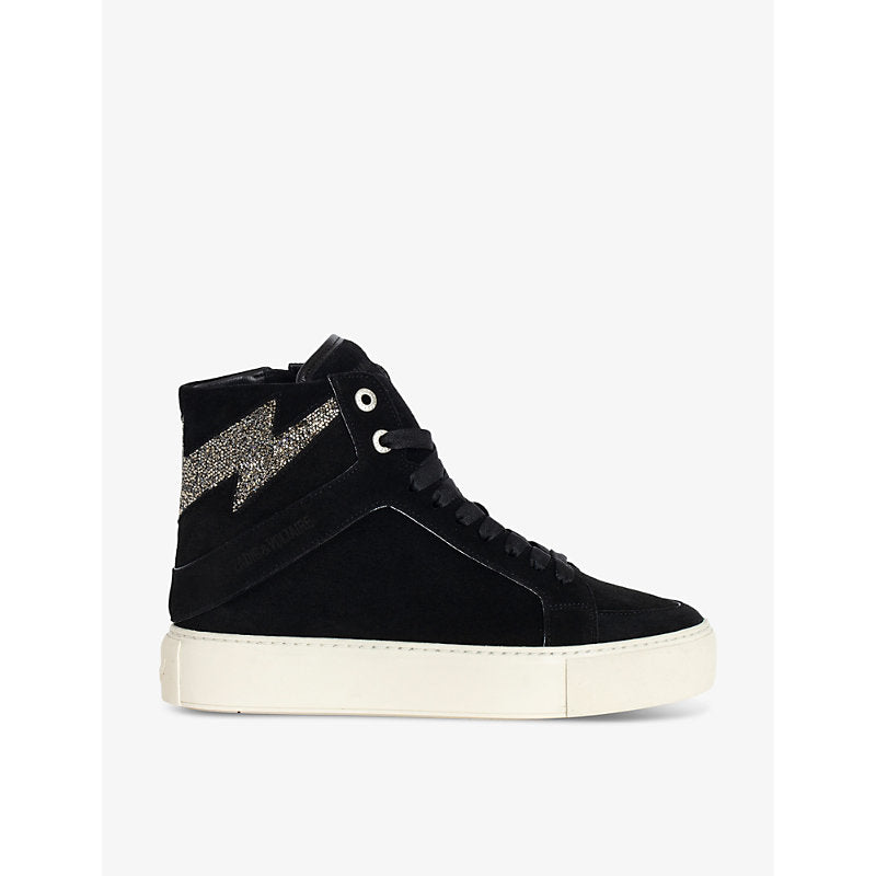 Zadig&Voltaire ZV1747 High Flash Swarovski crystal-embellished suede high-top trainers