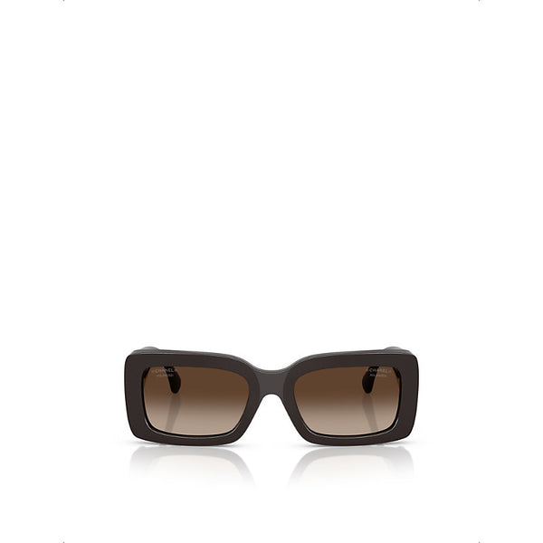 Chanel CH5534 Polarised Rectangle-Frame Acetate Sunglasses