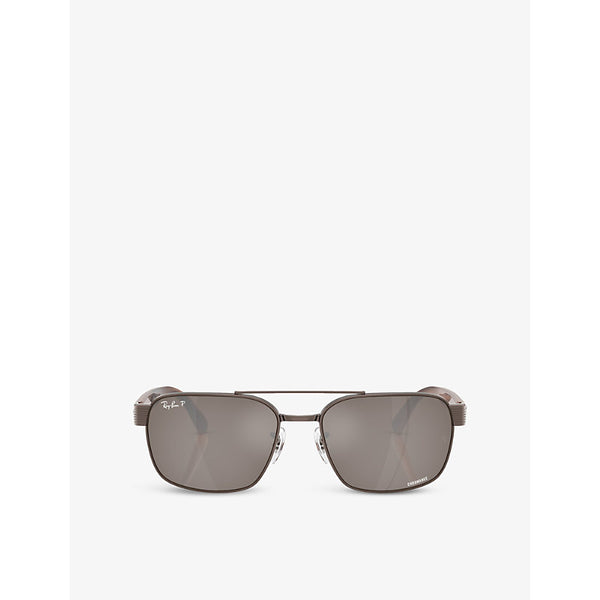 Ray-Ban RB3751CH Chromance Square-Frame Metal Sunglasses