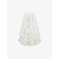  House Of Cb Francine broderie-anglaise high-rise cotton midi skirt