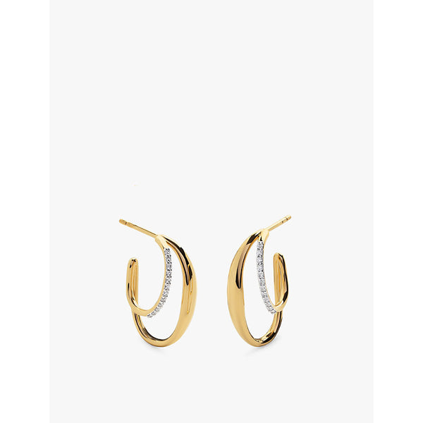 Monica Vinader Nura Wrap medium 18ct yellow gold-plated vermeil sterling-silver and 0.114ct brilliant-cut lab-grown diamond hoop earrings