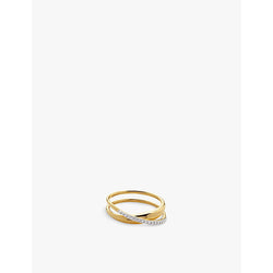 Monica Vinader Nura Wrap 18ct yellow gold-plated vermeil sterling-silver and 0.108ct brilliant-cut lab-grown diamond ring