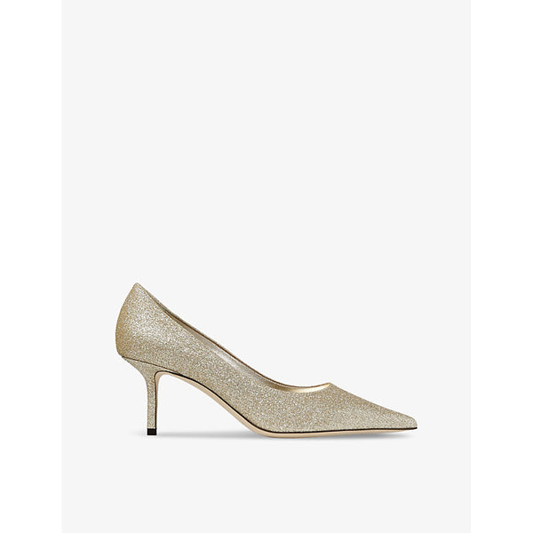 Jimmy Choo Love 65 glitter-embellished woven heeled courts