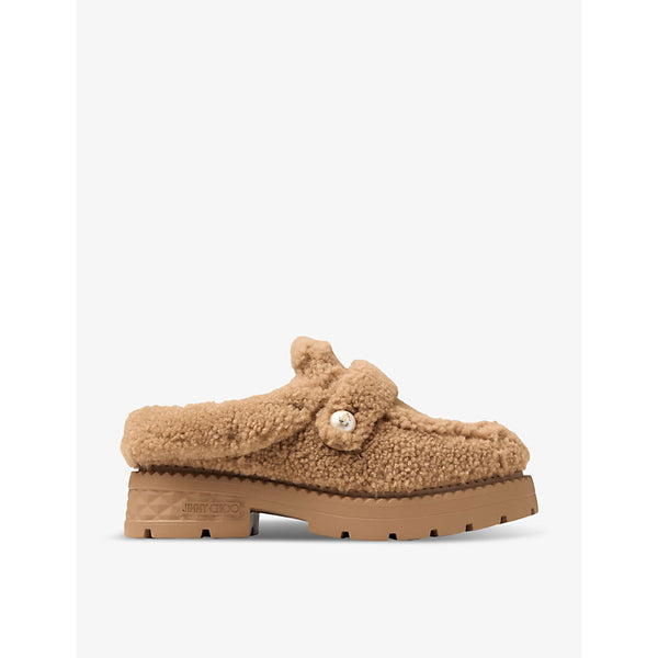 Jimmy Choo Shea logo-embellished shearling mules