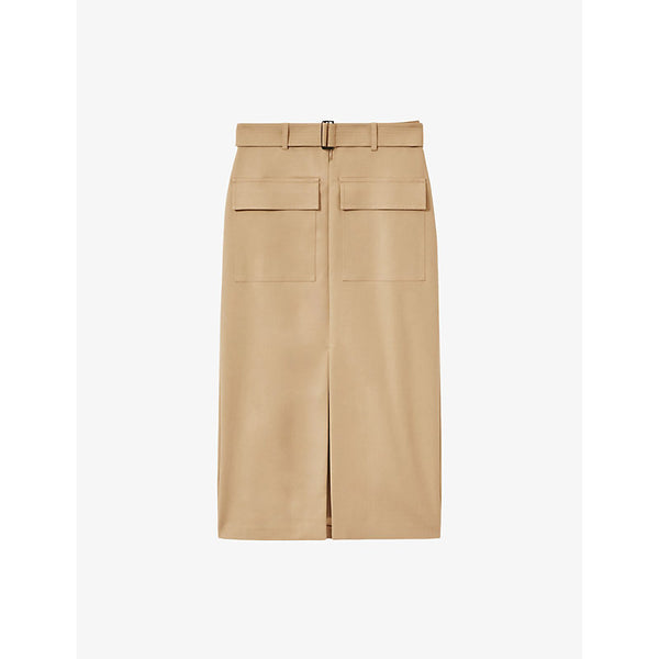 Reiss Oakley flap-pocket woven midi skirt