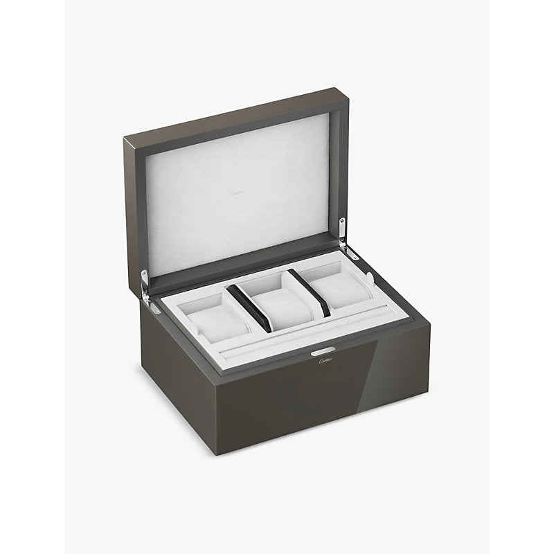 Santos de Cartier lacquered-wood watch and cufflink box