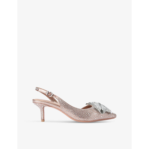  Carvela Regal crystal-bow kitten-heel woven slingbacks