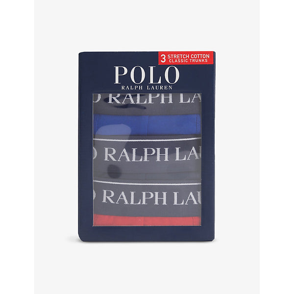 Polo Ralph Lauren Pack of three branded cotton-blend stretch-jersey trunks