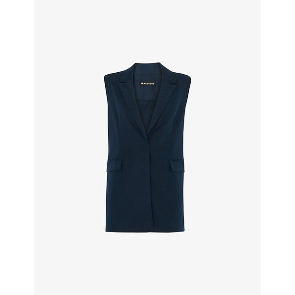 Whistles Joss regular-fit lapel-collar sleeveless woven blazer