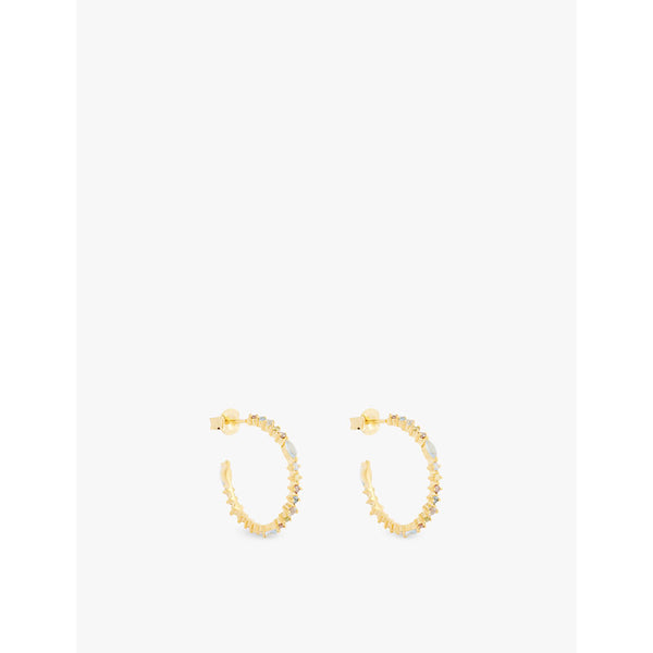  Pdpaola Lotus 18ct yellow-gold plated and cubic zirconia hoop earrings