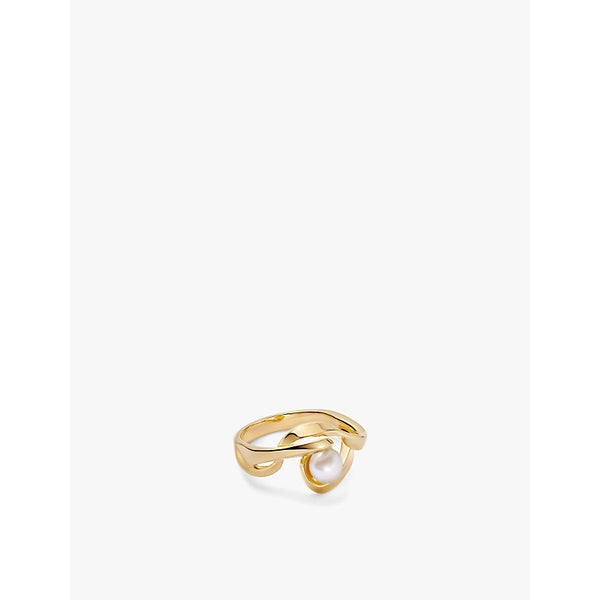 Astley Clarke Floe 18ct yellow gold-plated vermeil sterling-silver and freshwater-pearl ring