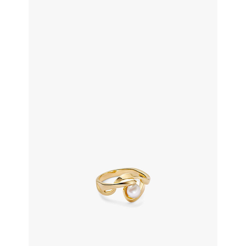 Astley Clarke Floe 18ct yellow gold-plated vermeil sterling-silver and freshwater-pearl ring