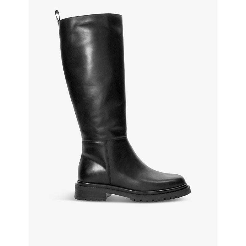 Dune Tilings flat leather knee-high boots | Dune