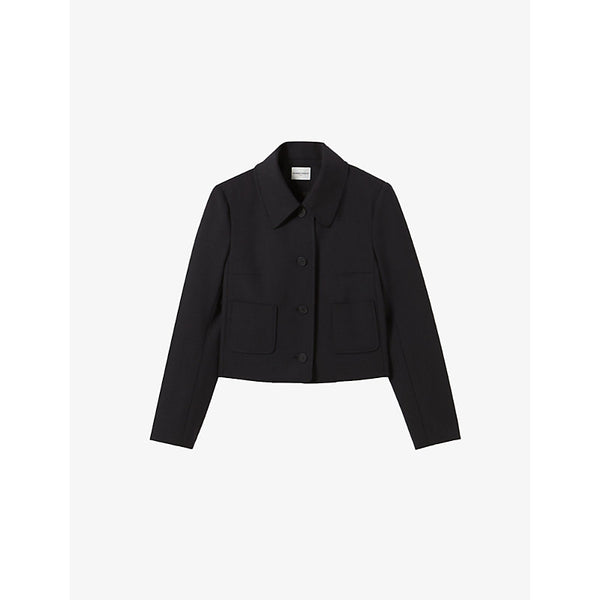 Claudie Pierlot Boxy-fit cropped wool-blend jacket