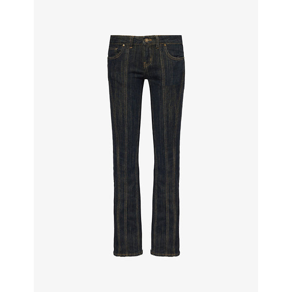 Jaded London Trinity Cooper exposed-stitching straight-leg low-rise stretch-denim jeans