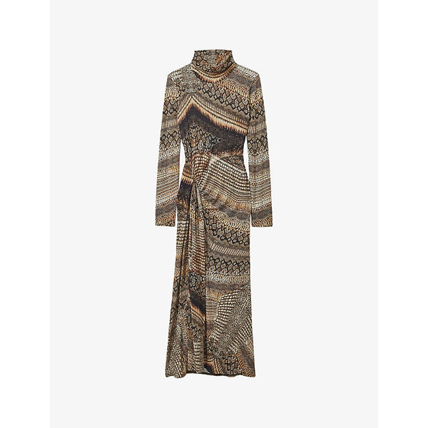 Reiss Naomi snake-print stretch-jersey midi dress | REISS