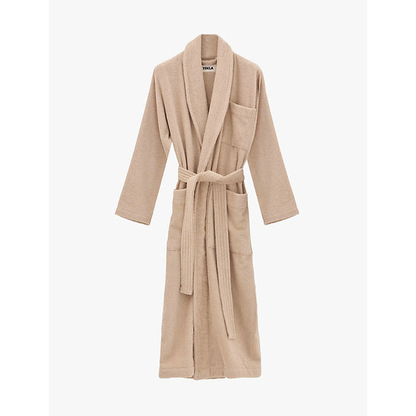 Tekla Shawl-collar removable-belt organic-cotton robe