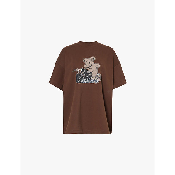 Sisters & Seekers Motorbear oversized cotton-jersey T-shirt