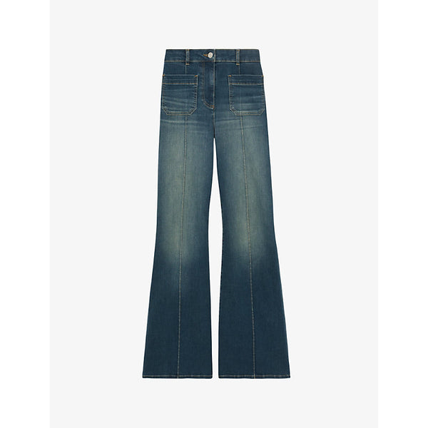 Reiss Sakura flared-leg high-rise cotton-blend jeans