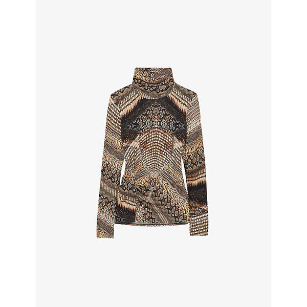 Reiss Naomi snake-print stretch-jersey top