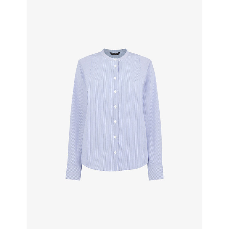  Whistles Striped grandad-collar cotton shirt