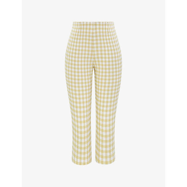  House Of Cb Carella gingham-print high-rise stretch-woven capri trousers