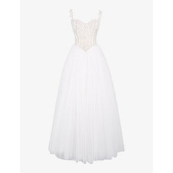 House Of Cb Nathalie lace-embroidered full-skirt woven bridal gown