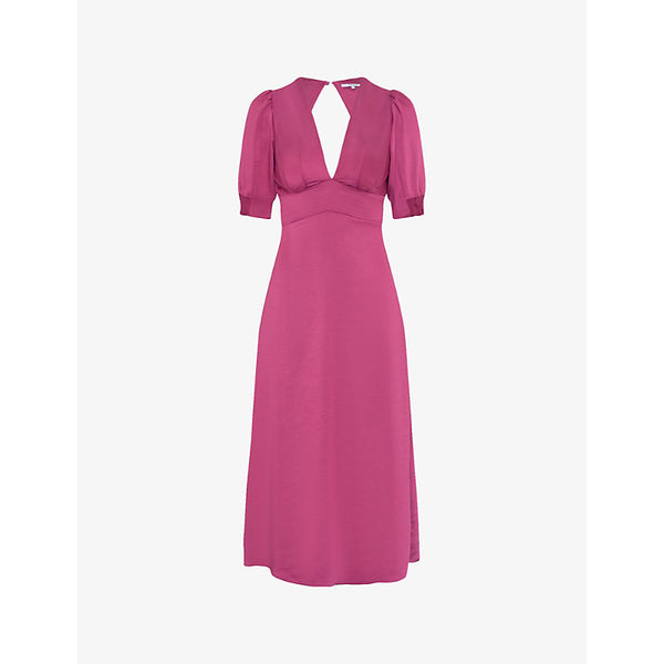  Omnes Odette V-neck puff-sleeve woven midi dress