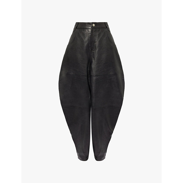 Telfar Barrel-leg high-rise leather trousers