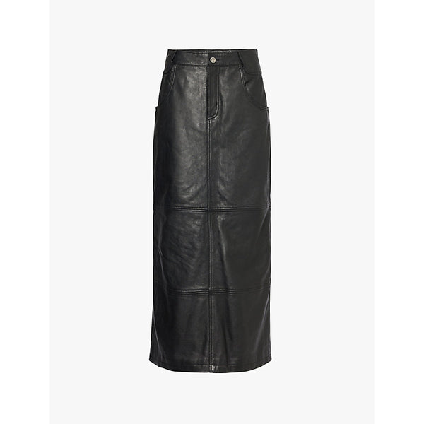 Telfar Flared split high-waist leather maxi skirt