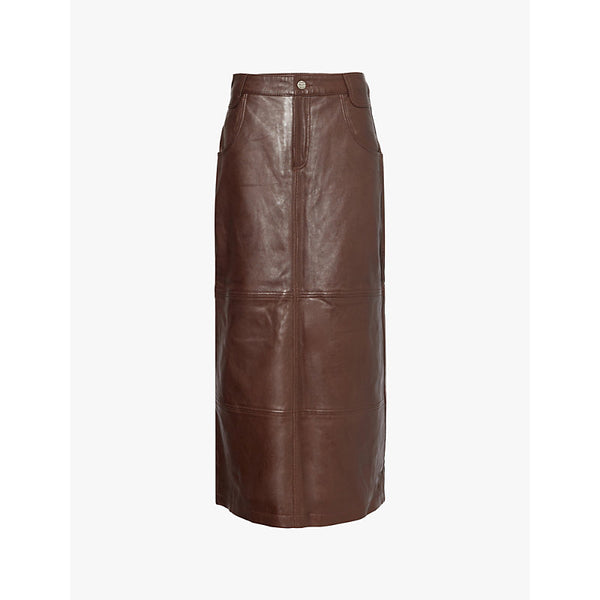 Telfar Flared split high-waist leather maxi skirt