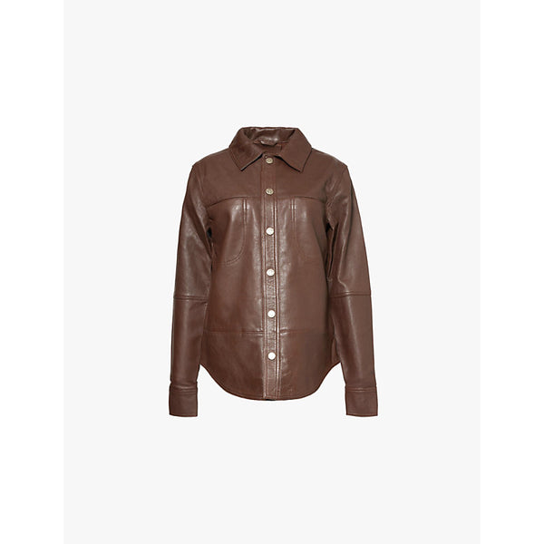 Telfar Press-stud long-sleeve leather jacket