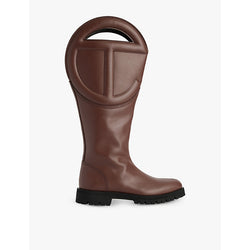 Telfar Logo round-toe leather calf-high boot