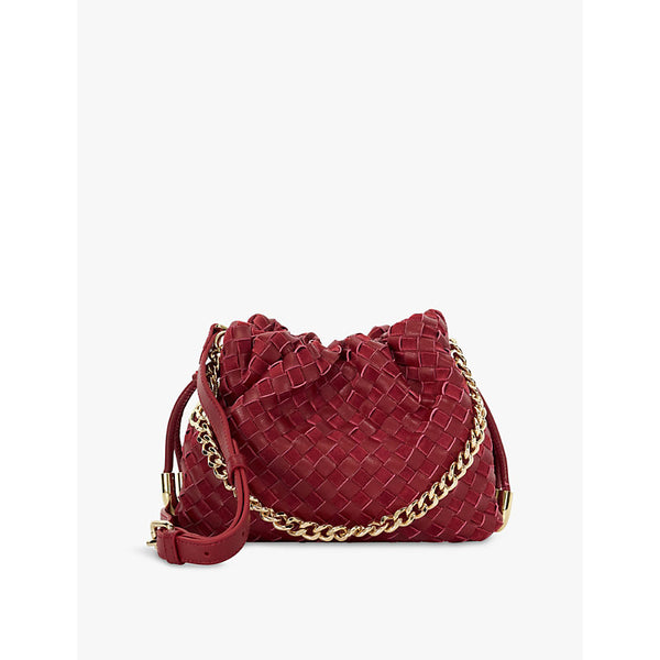 Dune Primrose Small woven-leather shoulder bag