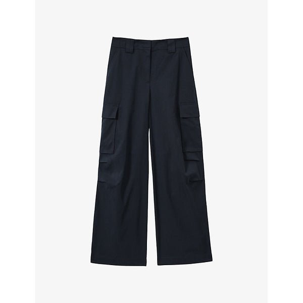 Reiss Ava patch-pocket wide-leg mid-rise cotton-blend trousers